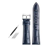 Risdany Correa de cuero impermeable azul oscuro para hombre, de 19 a 22 mm, con piezas universales resistentes al sudor, apta para uso diario.