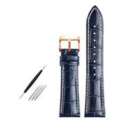 Risdany Correa de cuero impermeable azul oscuro para hombre, de 19 a 22 mm, con piezas universales resistentes al sudor, apta para uso diario.