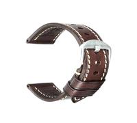 Risdany Correa de cuero para hombre de 20-22 mm con cierre de mariposa de acero inoxidable, estilo vintage, piezas universales intercambiables.,20 mm