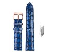 Risdany Correa de cuero unisex de 18-22 mm, diseño con hebilla de pasador, estilo moderno e informal, clásica y duradera, piezas de repuesto disponibles.,Oro rosa azul,18 mm