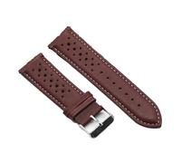 Risdany Correa de cuero vintage de 18-24 mm, diseño perforado transpirable, adecuada para uso casual y deportivo, suave y cómoda.,Vino tinto,20 mm