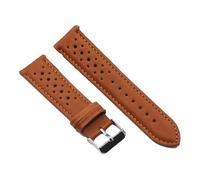 Risdany Correa de cuero vintage de 18-24 mm, diseño perforado transpirable, adecuada para uso casual y deportivo, suave y cómoda.,Marrón,18 mm