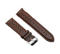 Risdany Correa de cuero vintage de 18-24 mm, diseño perforado transpirable, adecuada para uso casual y deportivo, suave y cómoda.,Café,24 mm