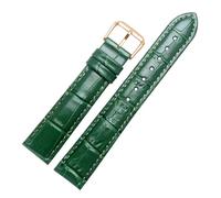 Risdany Correa de piel de cocodrilo para hombre, de 12 a 22 mm, con elegante diseño texturizado, cómoda y transpirable, incluye piezas de repuesto.,Verde,16 mm