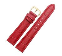 Risdany Correa de piel de cocodrilo para hombre, de 12 a 22 mm, con elegante diseño texturizado, cómoda y transpirable, incluye piezas de repuesto.,Rojo,16 mm