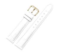 Risdany Correa de piel de cocodrilo para hombre, de 12 a 22 mm, con elegante diseño texturizado, cómoda y transpirable, incluye piezas de repuesto.,Blanco,19 mm