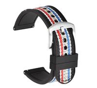 Risdany Correa de reloj de caucho de nailon tejido de 20 mm/22 mm de ancho, una correa de reloj deportivo impermeable de liberación rápida para hombres.,Plata rayada,20 mm