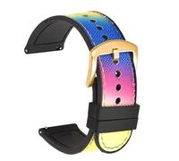 Risdany Correa de reloj de caucho de nailon tejido de 20 mm/22 mm de ancho, una correa de reloj deportivo impermeable de liberación rápida para hombres.,Arcoíris dorado,20 mm