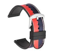 Risdany Correa de reloj de caucho de nailon tejido de 20 mm/22 mm de ancho, una correa de reloj deportivo impermeable de liberación rápida para hombres.,Rojo Azul Plata,20 mm