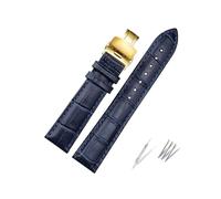 Risdany Correa unisex de piel azul oscuro de 16-23 mm con elegante cierre de mariposa. Incluye accesorios de repuesto.
