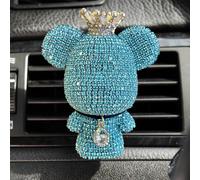 RISDORAY- Lindos accesorios para el coche, ambientador para coche con forma de oso de cristal brillante y clip para ventilación, decoración estética de diamantes de imitación para el interior del coch
