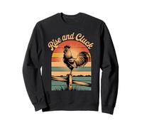 Rise and Cluck Retro Rooster Sunrise Sudadera