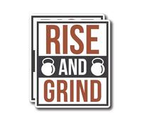 Rise and Grind Gym Workout - Pegatinas para amantes del fitness - Pegatinas de vinilo de alta calidad para parachoques | 5 pulgadas en el lado más ancho | Fabricado en Estados Unidos - FHJ529
