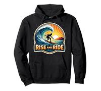 Rise and Ride Surfer Mañana Surfing Tabla de Surf Cita Vintage Sudadera con Capucha