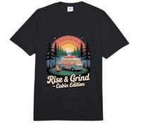 Rise & Grind Cabin Edition Retro Acampada Comfort Colors Adult Heavyweight T-Shirt