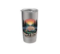 Rise & Grind Cabin Edition Retro Acampada Vaso térmico de acero inoxidable de doble pared