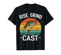 Rise Grind Cast Amante de la Pesca Pescado Susurrador Aventuras Lago Camiseta