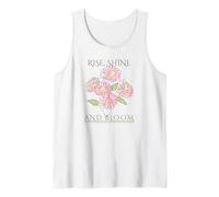 Rise Shine Bloom - Flores Motivación Inspiración Cuidado Personal Camiseta sin Mangas