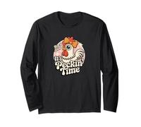 Rise & Shine It's Peckin' Time Cute Retro Chicken Lovers Manga Larga