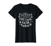 Rise With Faith - Cristianity Faith Inspired Cross Doodle Camiseta