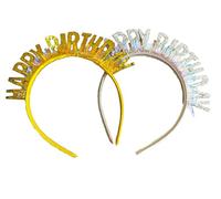 Riseason 2 diademas de feliz cumpleaños, tiaras blancas plateadas y coronas doradas para mujeres, niñas, niños, príncipe princesa, fiesta de cumpleaños, suministros de decoración de fiesta de