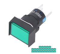 Risegun 25 piezas Interruptor de botón momentáneo cuadrado de16 mm, 1NO 1NC Interruptor pulsador autobloqueo con luces, 12 V, verde