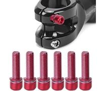 Risegun 6 Piezas Tornillos de Vástago de Bicicleta, M5x18mm Perno de Tornillo Fijo de Vástago de Bicicleta con Arandelas para Bicicleta Montaña y Bicicleta de Carretera(Una Tarjeta roja/6 Piezas)