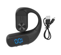 Risegun Auricular inalámbrico Bluetooth estéreo con Gancho para la Oreja, Auricular Deportivo de un oído con micrófono con cancelación de Ruido, Pantalla Digital, cómodo, Gira (Negra)