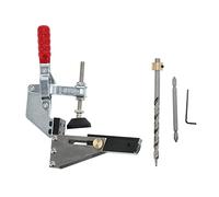 Risegun Pocket Hole Jig Drilling Kit Durable Oblique Locking Clamp Woodwork Guides Joint Angle Tool Locator for Woodworking Projects Aluminum Alloy 9mm Step Drill