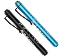 RISEMART - Lámpara de diagnóstico para pupilas médicas, 2 unidades, reutilizable, con clip de bolsillo, para enfermeras, médicos, estudiantes, color negro y azul