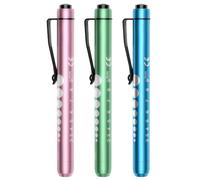 RISEMART - Luz de diagnóstico médica para pupila, RISEMART Lámpara de bolígrafo LED reutilizable con clip de bolsillo para enfermeras, médicos, estudiantes (rosa, azul y verde)