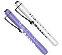 RISEMART - Luz de diagnóstico para pupila, luz de bolígrafo médica, 2 unidades, reutilizable, LED, con clip de bolsillo, para enfermeras, médicos, estudiantes, luz de bolígrafo (lila y blanco)