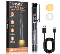 RISEMART Pen Light for Nurse, Rechargeable LED Medical PenLight, Warm/Cool White & Stepless Dimming, Portable Medical PenLight for Nurse, Doctor, First Aid, EMT, Nursing, Nursing Student (Black)
