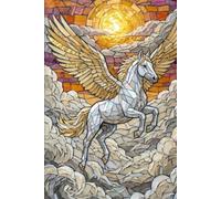 Risen Above: Stained-Glass Pegasus Hardcover Ruled Notebook: Mosaic Winged Horse Cover Art for Mindful Thinkers, Dreamers & Creative Souls
