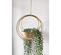 RISEON - Colgador de plantas de metal dorado bohemio, maceta colgante geométrica de metal, maceta moderna, soporte para plantas de aire de mediados de siglo, maceta minimalista para decoración de