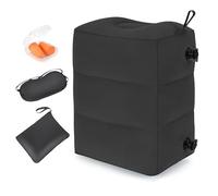 RISEPRO Cojín hinchable de reposapiés para viajes, cojín de apoyo para piernas ajustable de 3 capas, cama de avión para niños, ideal para aviones, trenes, coches, oficina, hogar (negro, 1 unidad)