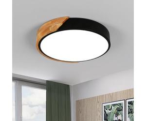 Riserva 24W Plafones de Techo Madera, Φ30cm Redondo Plafon Led Techo, Blanco Frío 6500K Luces de Techo Para Habitacion Cocina Sala de Estar Dormitorio Pasillo Comedor Balcón