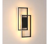 Riserva Aplique de Pared Interior LED, 28W Lámpara de Pared Moderna Cuadrado para Dormitorio, Sala de Estar, Cocina, Pasillo, 3000K Blanco Cálido, Negro