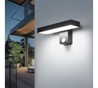 Riserva Aplique Pared Exterior con Sensor de Movimiento, 17W IP65 Lampara de Pared Exterior Negro 350° Rotación para Patio, Balcón, Terraza, Garaje, Jardín, 6500K Blanco Frío