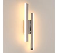 Riserva Aplique Pared Interior LED, Lámpara de Pared Moderna, 3000K Blanco Cálido Apliques Pared Dormitorio, 16W Lampara Pared LED para Salón, Pasillo, Estar, Comedor, 40cm cromo