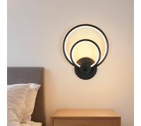 Riserva Aplique Pared Interior LED, 20W Redondo Negro Lámpara de Pared Modernas, 3000K Blanco Cálido para Dormitorio, Sala de Estar, Comedor, Pasillo