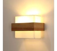 Riserva Aplique Pared Interior Vintage, E27 Lámpara de Pared Madera Tela Blanco para Dormitorio, Pasillo, Escalera, Sala de Estar, Comedor, Cuadrado