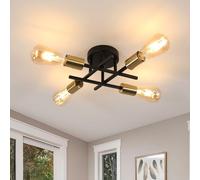 Riserva Lámpara de Araña Sputnik Industrial, Lampara de Techo Vintage 4 Luces E27, Plafon de Techo Moderno para Sala de Estar, Dormitorio, Cocina (Sin Bombilla)