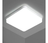 Riserva Lámpara de Techo LED Cuadrada 24W, IP44 Plafon LED Techo Moderna 2700LM 6500K Blanco Frío, Luz de Techo para Baño, Dormitorio, Cocina, Salón, Balcón, Oficina, Pasillo 18cm