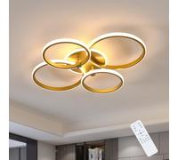 Riserva Lámpara de Techo LED Regulable, 39W Plafón LED Techo Moderno con Mando a Distancia, 3000K-6500K, Luz LED Interior Techo Metal, Para Cocina, Sala de Estar, Dormitorio, Pasillo, Comedor, Oro