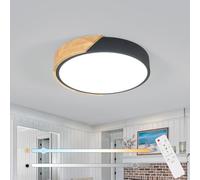 Riserva Lámpara de Techo LED Regulable, 43W Plafón Techo Negro Redondo Madera, 3000K-6500K, Para Dormitorio, Salón, Cocina, Comedor, Balcón, Pasillo