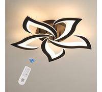 Riserva Lámpara de Techo Moderna 40W 4700LM, Luces De Techo Forma De Pétalo De Moda Regulable 3000-6500K, Acrílico Plafon LED de Techo para Sala de Estar Cocina Dormitorio Comedor φ60cm (Negro)