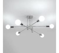 Riserva Lámpara de Techo Modernas, 6 Luces E27 Luz de Techo Industrial Cromo Metal para Dormitorio, Sala de Estar, Cocina, Comedor, Pasillo, Balcón, Forma DIY