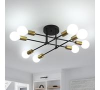 Riserva Lámpara de Techo Negra, E27 Sputnik Lámpara de Araña Modernas, 8 Luces Plafon Techo Vintage Metal para Dormitorio, Sala de Estar, Cocina, Comedor (No Incluidas Bombillas)