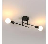 Riserva Lámparas Colgante Vintage E27, Negro Lampara De Techo Retro Industrial, 2 Luces Lámpara de Araña Retro para Comedor, Cocina, Salón, Bar, Restaurante, No Incluido Bombillas